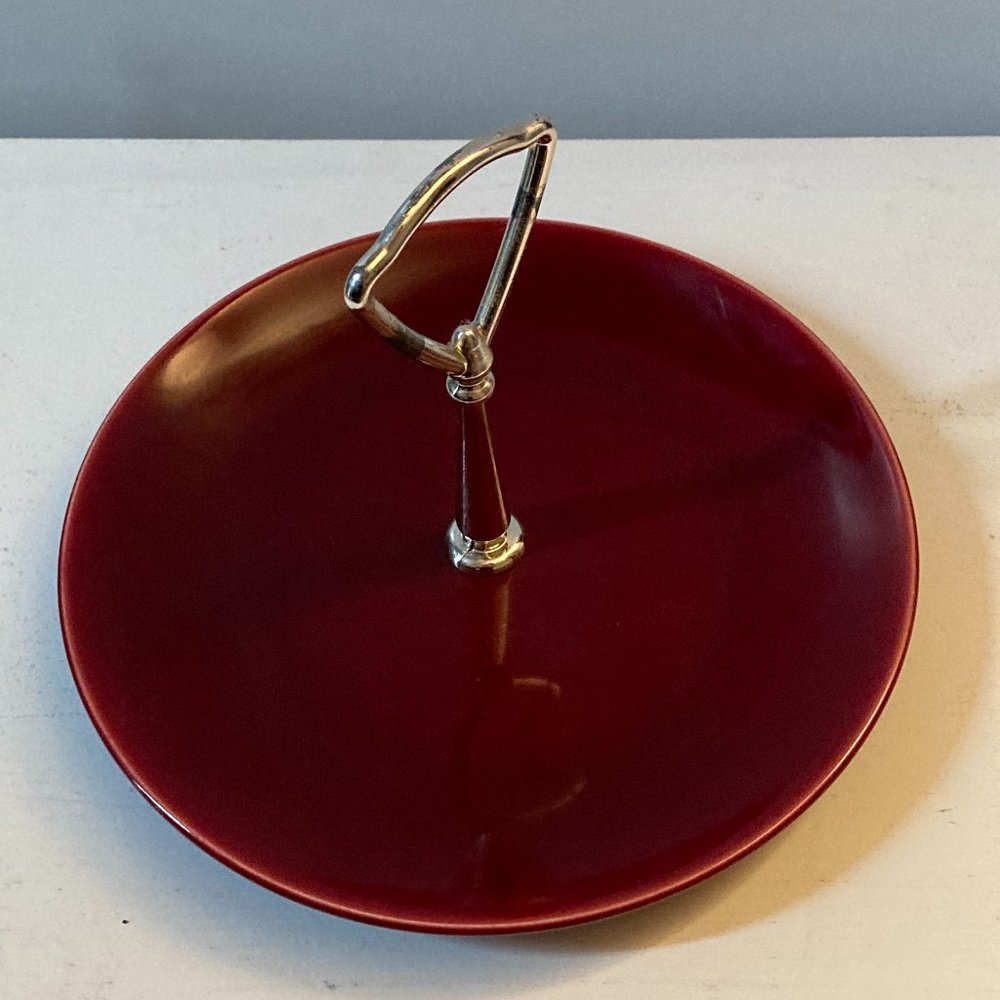 Vintage Burgundy Rhythm by Homer Laughlin Candy Nut Dish Single Tier